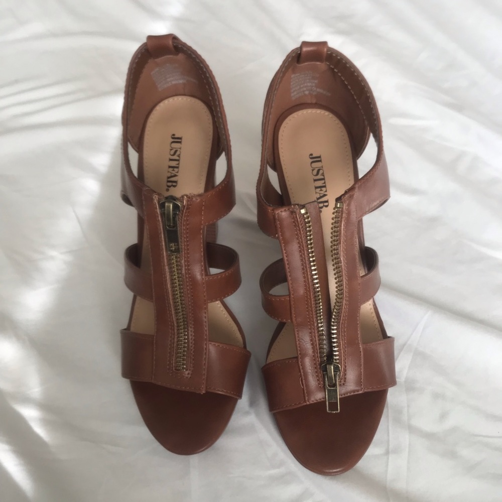 Just Fab Dress Sandal Pumps-Cognac - Picture 3 of 5